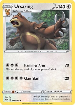 Ursaring 139  SWSH03 Darkness Ablaze - Uncommon