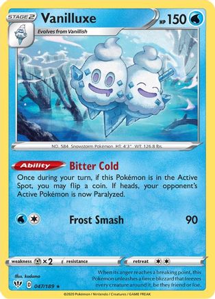 Vanilluxe 047  SWSH03 Darkness Ablaze - Rare