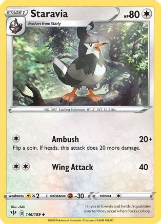 Staravia 146  SWSH03 Darkness Ablaze - Uncommon