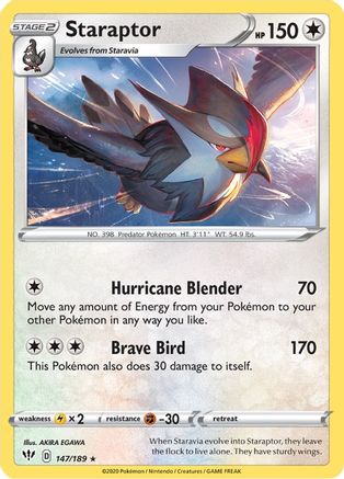 Staraptor 147  - Reverse Holofoil SWSH03 Darkness Ablaze - Rare