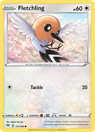Fletchling 151  SWSH03 Darkness Ablaze - Common