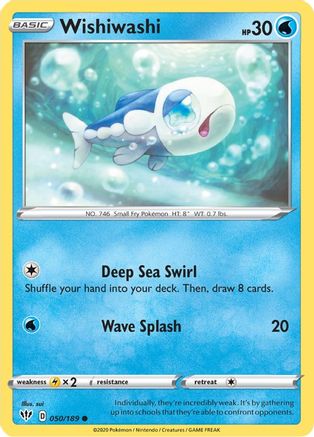 Wishiwashi 050  - Reverse Holofoil SWSH03 Darkness Ablaze - Common
