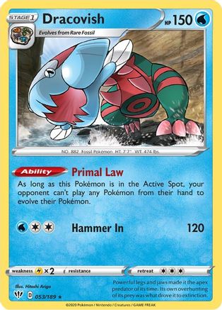 Dracovish 053  - Holofoil SWSH03 Darkness Ablaze - Holo Rare