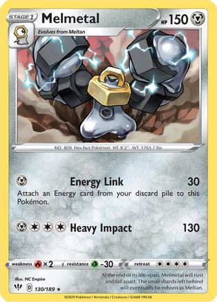Melmetal 130  - Reverse Holofoil SWSH03 Darkness Ablaze - Rare