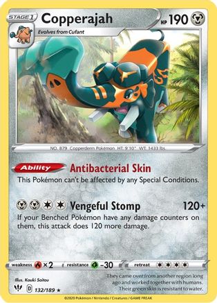 Copperajah 132  - Holofoil SWSH03 Darkness Ablaze - Holo Rare