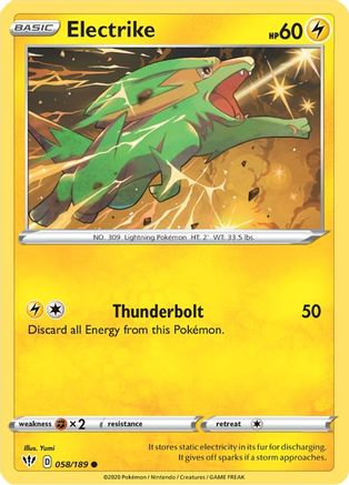 Electrike 058  - Reverse Holofoil SWSH03 Darkness Ablaze - Common