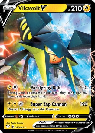 Vikavolt V 060  - Holofoil SWSH03 Darkness Ablaze - Ultra Rare