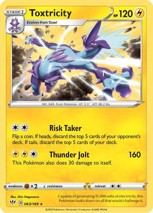 Toxtricity 063  - Holofoil SWSH03 Darkness Ablaze - Holo Rare