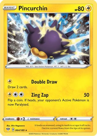 Pincurchin 064  - Reverse Holofoil SWSH03 Darkness Ablaze - Holo Rare