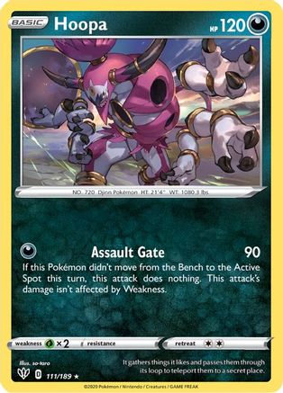 Hoopa 111  - Reverse Holofoil SWSH03 Darkness Ablaze - Holo Rare