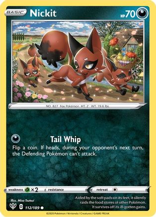 Nickit 112  - Reverse Holofoil SWSH03 Darkness Ablaze - Common
