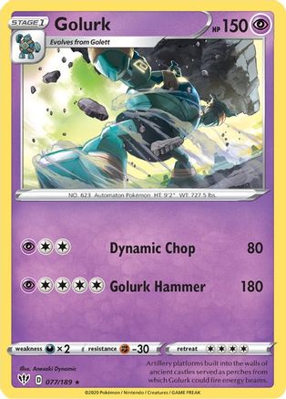 Golurk 077  - Reverse Holofoil SWSH03 Darkness Ablaze - Rare