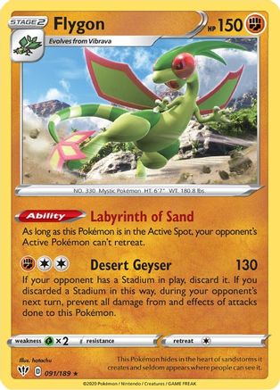 Flygon 091  - Reverse Holofoil SWSH03 Darkness Ablaze - Rare