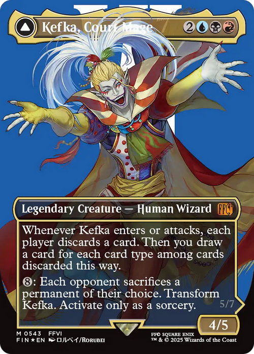 Kefka, Court Mage (0543) (Borderless) (Surge Foil) (FIN-543) - FINAL FANTASY Foil