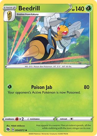 Beedrill 004  - Reverse Holofoil Champions Path - Uncommon