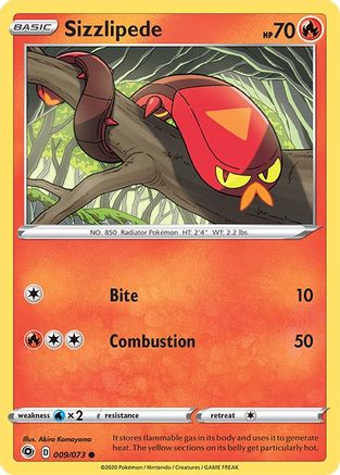 Sizzlipede 009  - Reverse Holofoil Champions Path - Common