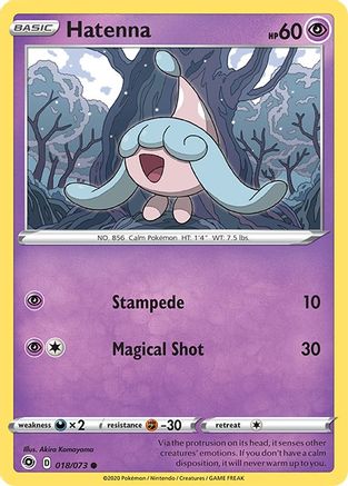 Hatenna 018  - Reverse Holofoil Champions Path - Common