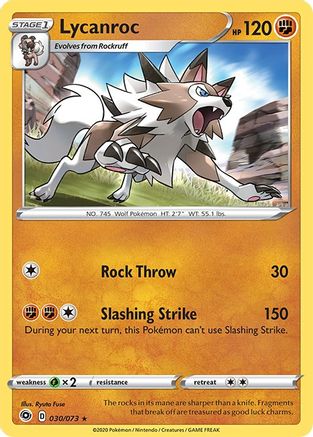 Lycanroc 030  - Holofoil Champions Path - Holo Rare