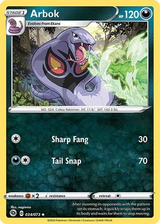 Arbok 034  - Reverse Holofoil Champions Path - Uncommon