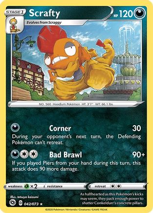 Scrafty 042  - Holofoil Champions Path - Holo Rare