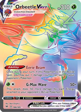 Orbeetle VMAX (Secret) 186  - Holofoil SWSH04 Vivid Voltage - Secret Rare