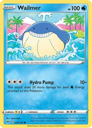 Wailmer 031  - Reverse Holofoil SWSH04 Vivid Voltage - Common