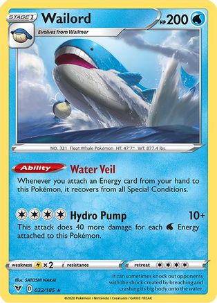Wailord 032  - Holofoil SWSH04 Vivid Voltage - Holo Rare
