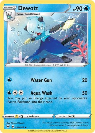 Dewott 034  - Reverse Holofoil SWSH04 Vivid Voltage - Uncommon