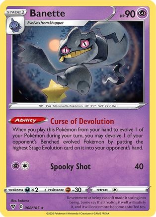 Banette 068  - Reverse Holofoil SWSH04 Vivid Voltage - Rare