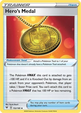 Hero's Medal 152  - Reverse Holofoil SWSH04 Vivid Voltage - Uncommon