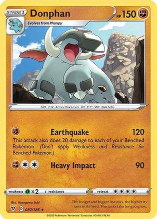 Donphan 087  - Reverse Holofoil SWSH04 Vivid Voltage - Rare