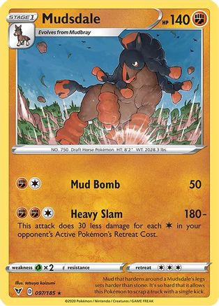 Mudsdale 097  - Reverse Holofoil SWSH04 Vivid Voltage - Rare