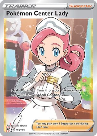 Pokemon Center Lady (Full Art) 185  - Holofoil SWSH04 Vivid Voltage - Ultra Rare