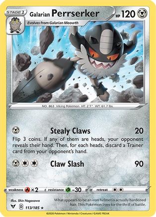 Galarian Perrserker 113  - Reverse Holofoil SWSH04 Vivid Voltage - Rare