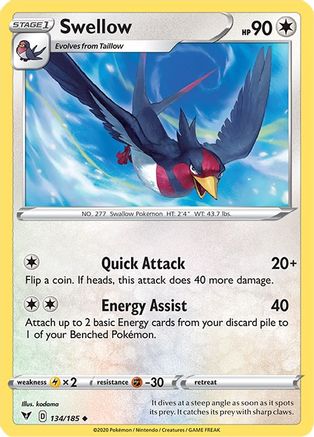 Swellow 134  SWSH04 Vivid Voltage - Uncommon