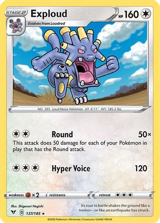 Exploud 137  - Reverse Holofoil SWSH04 Vivid Voltage - Rare