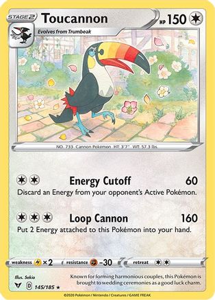 Toucannon 145  - Reverse Holofoil SWSH04 Vivid Voltage - Rare