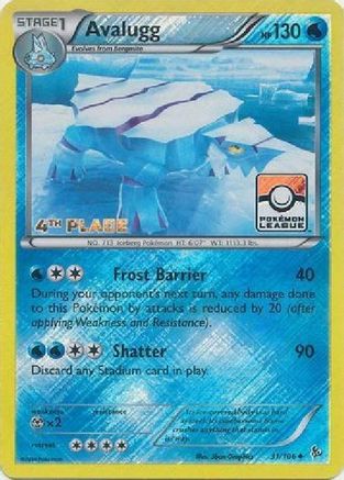 Avalugg - 31/106 (Pokemon League) [4th Place]/106  - Reverse Holofoil League & Championship Cards - Promo