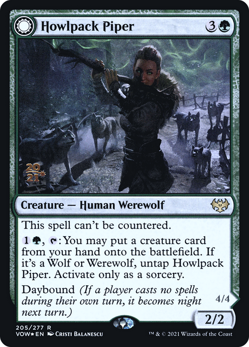 Howlpack Piper (PRE-205) - Innistrad: Crimson Vow Promos: (Double Faced Transform) Foil