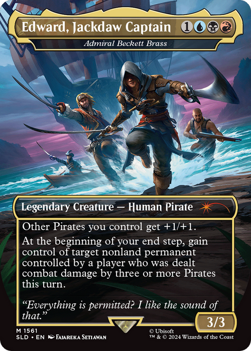 Edward, Jackdaw Captain - Admiral Beckett Brass (SLD-1561) - Secret Lair Drop / Edward, Jackdaw Captain (Borderless)