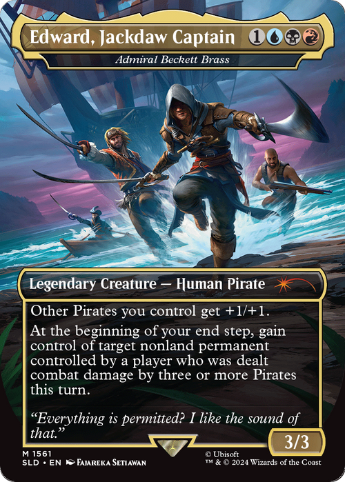 Edward, Jackdaw Captain - Admiral Beckett Brass (SLD-1561) - Secret Lair Drop / Edward, Jackdaw Captain (Borderless) Foil