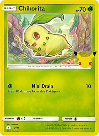 Chikorita 002/25  McDonalds 25th Anniversary Promos - Promo