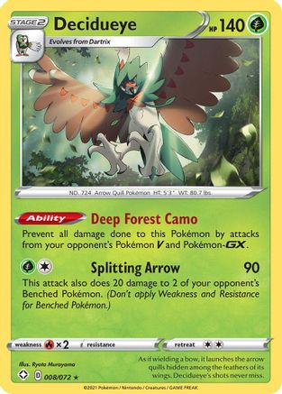 Decidueye 008  - Reverse Holofoil Shining Fates - Holo Rare