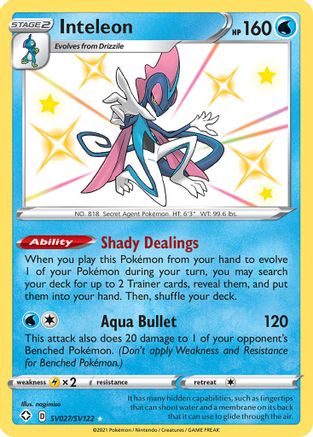 Inteleon SV027  - Holofoil Shining Fates Shiny Vault - Shiny Holo Rare