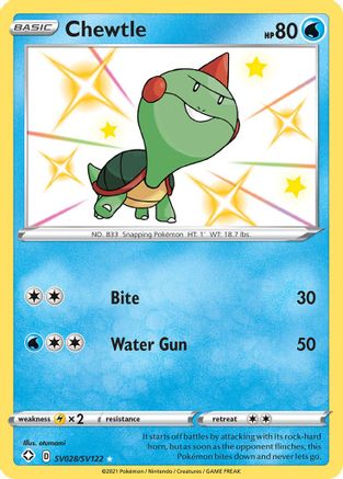 Chewtle SV028  - Holofoil Shining Fates Shiny Vault - Shiny Holo Rare
