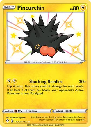 Pincurchin SV043  - Holofoil Shining Fates Shiny Vault - Shiny Holo Rare