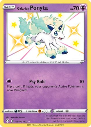 Galarian Ponyta SV047  - Holofoil Shining Fates Shiny Vault - Shiny Holo Rare
