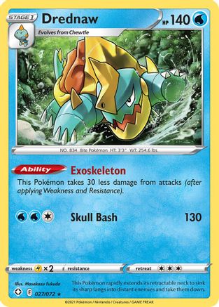 Drednaw 027  - Reverse Holofoil Shining Fates - Rare