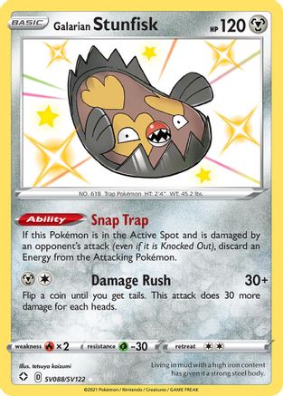 Galarian Stunfisk SV088  - Holofoil Shining Fates Shiny Vault - Shiny Holo Rare