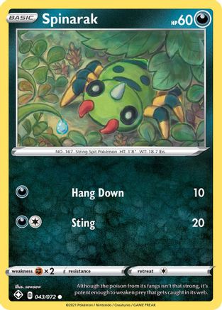 Spinarak 043  - Reverse Holofoil Shining Fates - Common